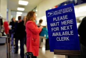 stuck in line with conspiracy theorist day post office line